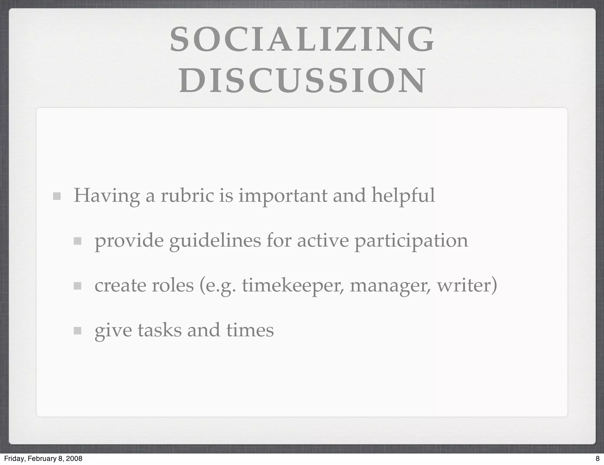 Effective Discussions