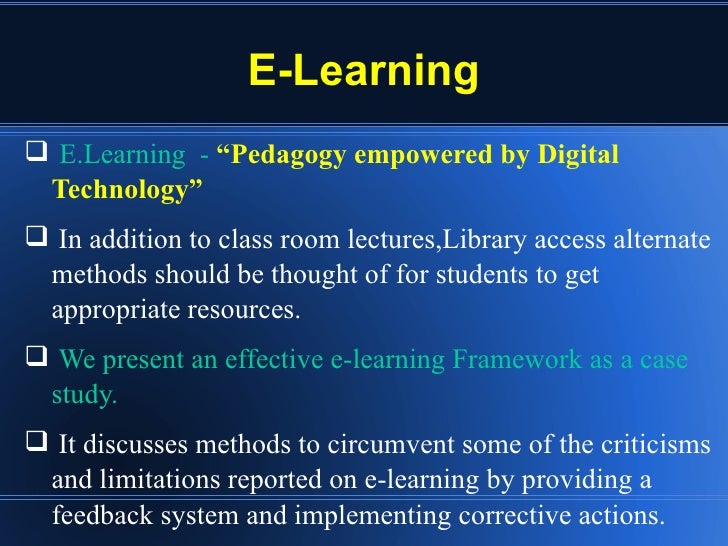 Effective Elearning Framework Effective Elearning Framework