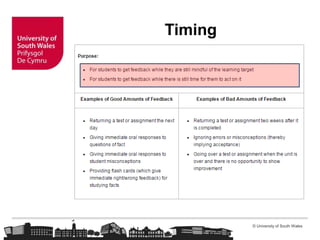 © University of South Wales
Timing
 
