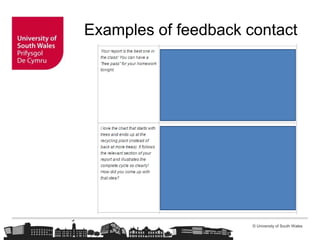 © University of South Wales
Examples of feedback contact
 