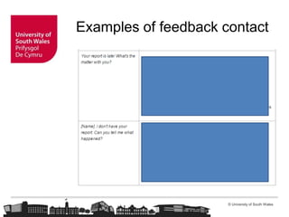 © University of South Wales
Examples of feedback contact
 