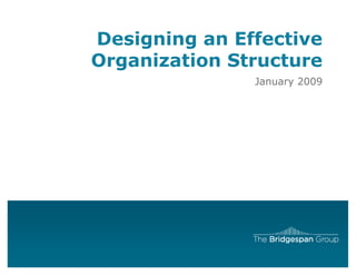 Designing an Effective
Organization Structure
January 2009
 