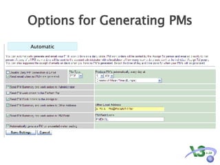 Options for Generating PMs Automatic 