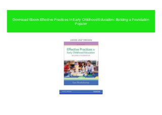 Download Ebook Effective Practices in Early Childhood Education: Building a Foundation
Populer
 