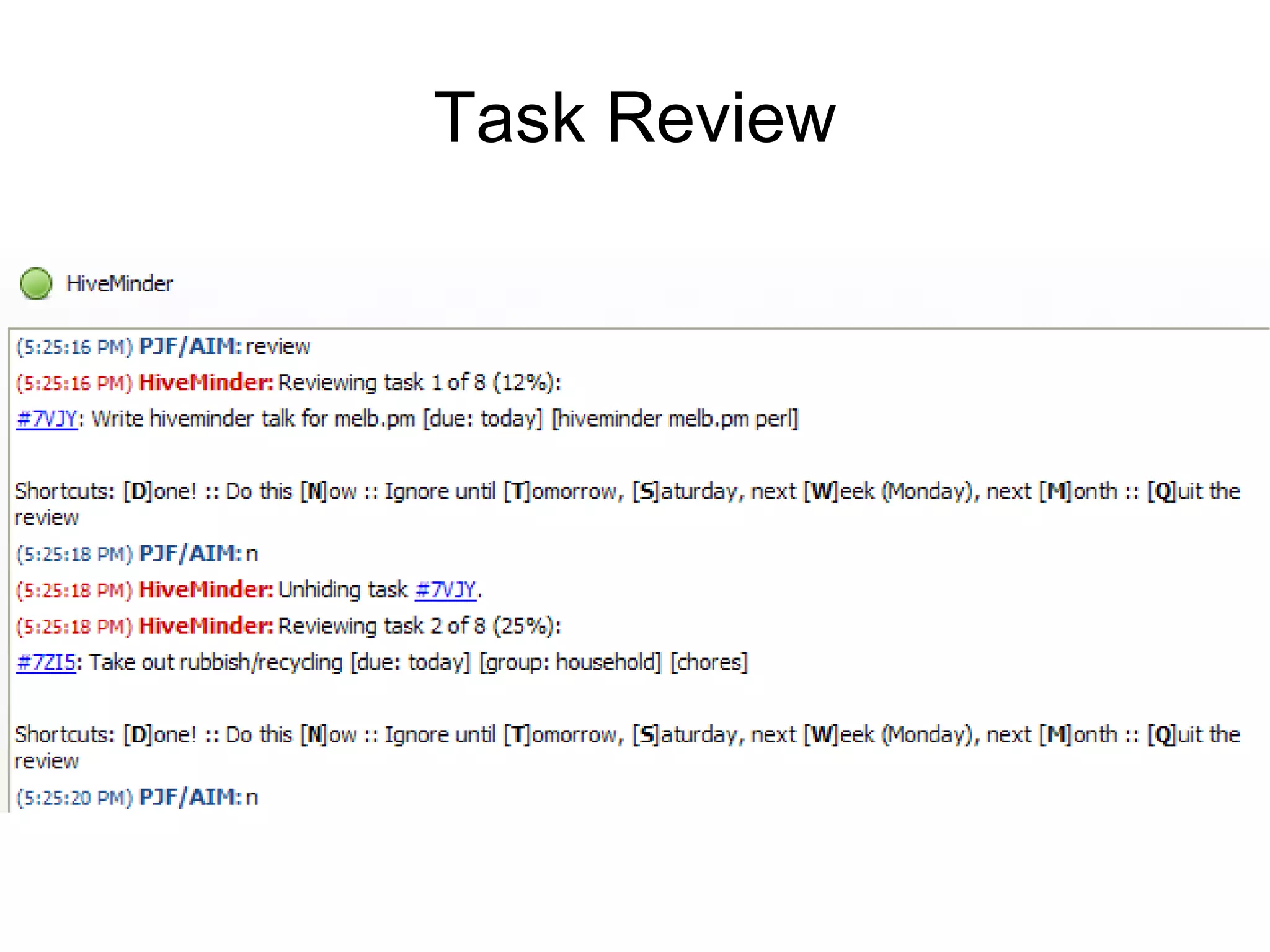 Task Review 