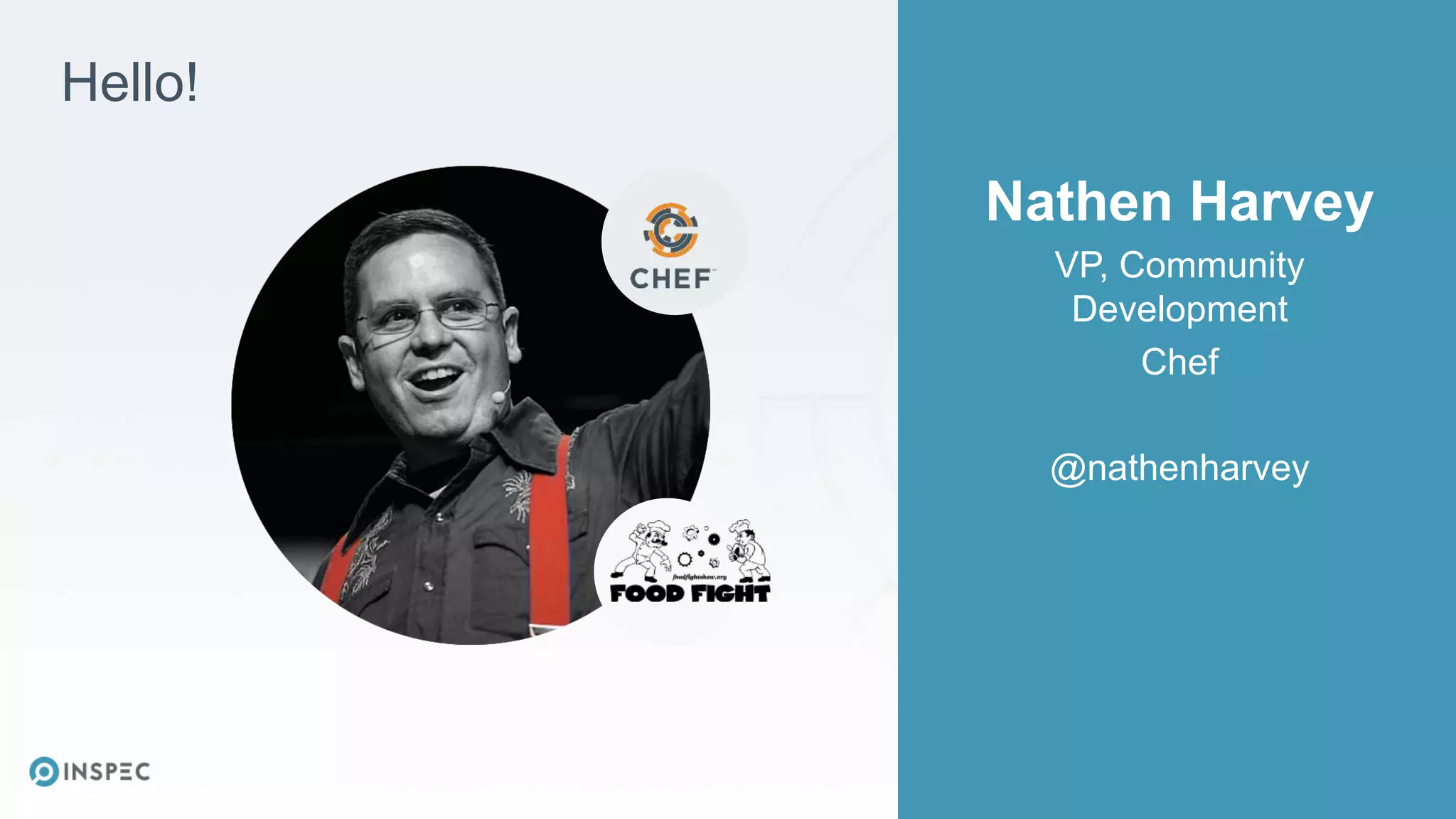 Hello!
Nathen Harvey
VP, Community
Development
Chef
@nathenharvey
 