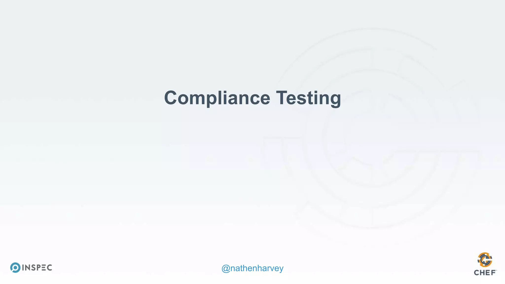 @nathenharvey
Compliance Testing
 