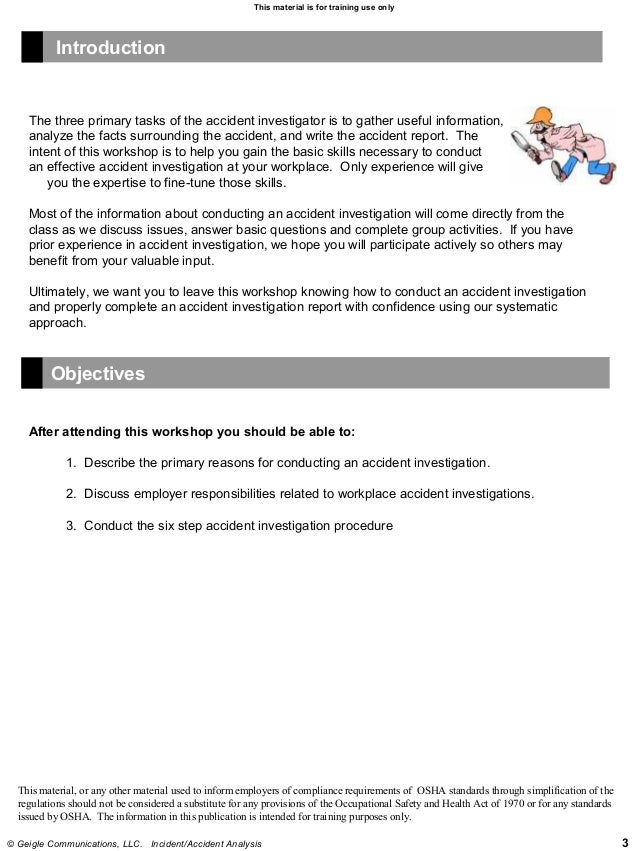 effective accident investigation what is the primary purpose of an incident report