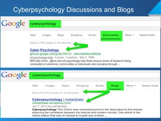Cyberpsychology Discussions and Blogs
 