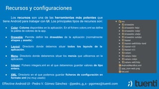 Recursos y configuraciones
Effective Android UI - Pedro V. Gómez Sánchez - @pedro_g_s - pgomez@tuenti.com
Los recursos son...