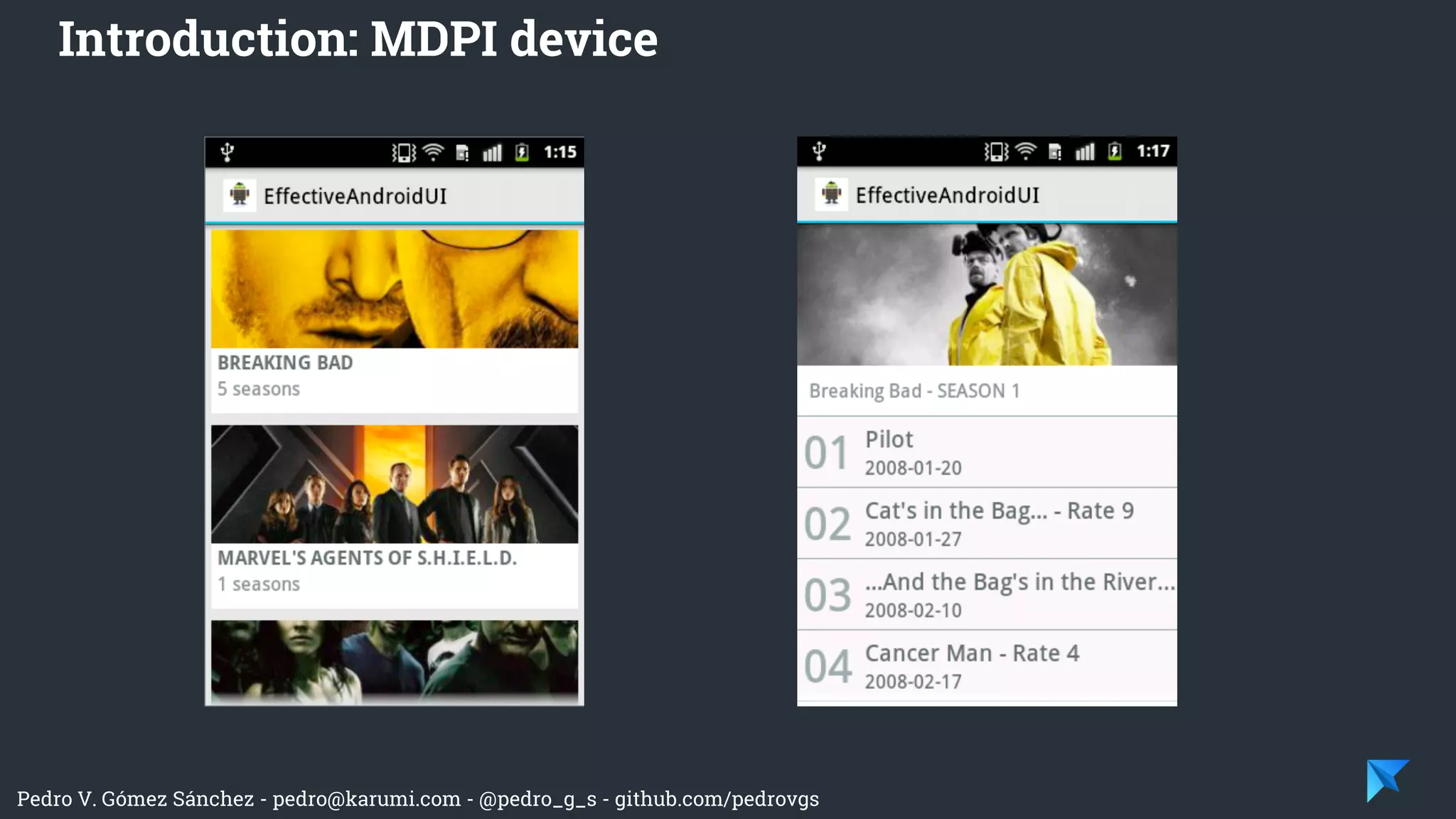 Pedro V. Gómez Sánchez - pedro@karumi.com - @pedro_g_s - github.com/pedrovgs
Introduction: MDPI device
 