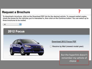 ?




But the hyperlink doesn’t
remember my vehicle of
        choice 
 