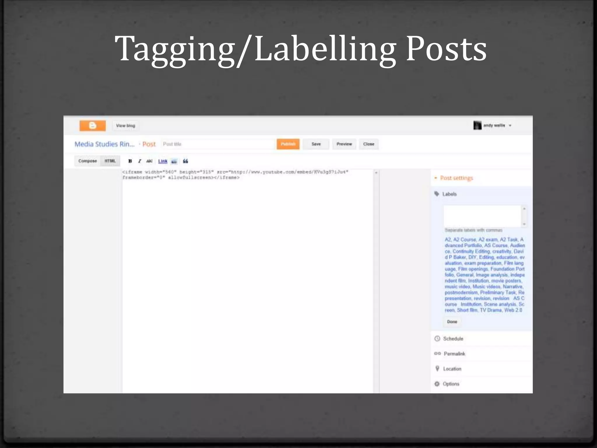 Tagging/Labelling Posts
 
