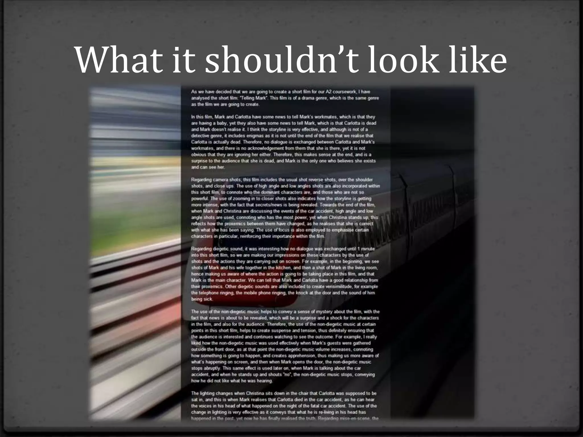 What it shouldn’t look like
 