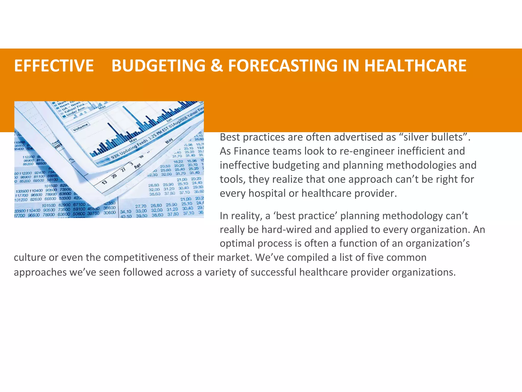 EFFECTIVE BUDGETING & FORECASTING IN HEALTHCARE By Dr.Mahboob Khan MHA ...