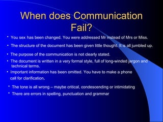 When does Communication Fail? 