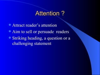 AIDA Principles Attention Interest  Desire Action 