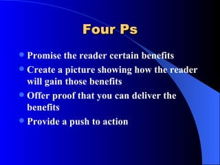 Four P’s Promise Picture Proof Push 