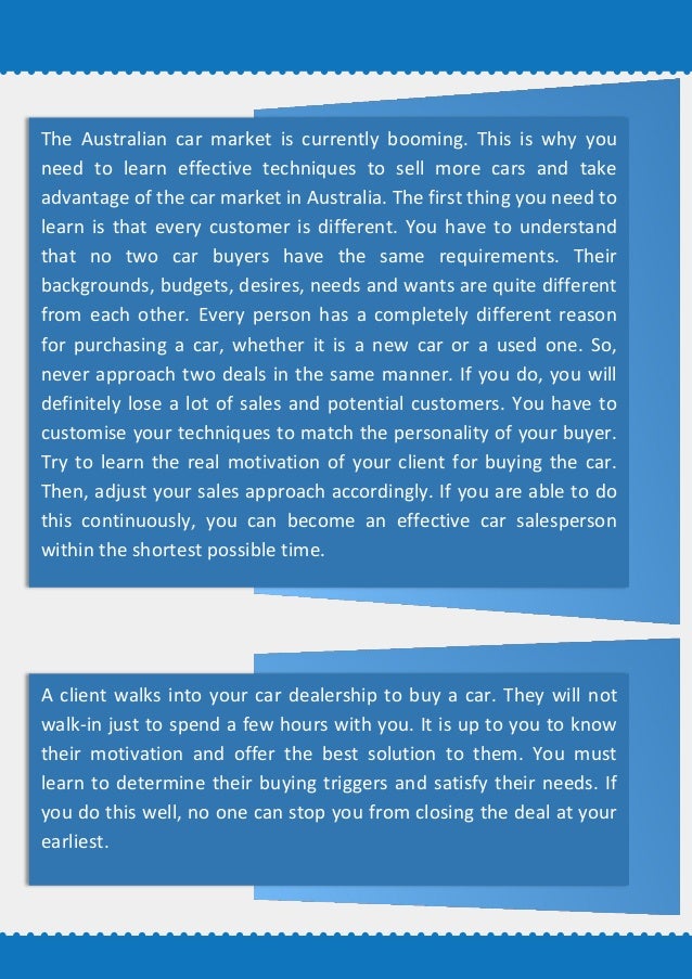 Effective Car Sales Techniques