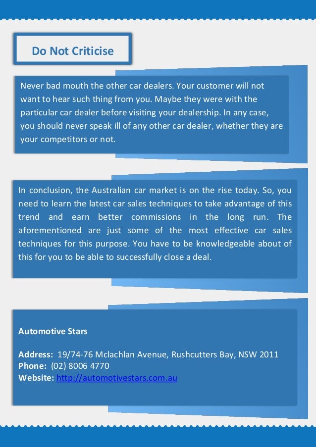 Effective Car Sales Techniques