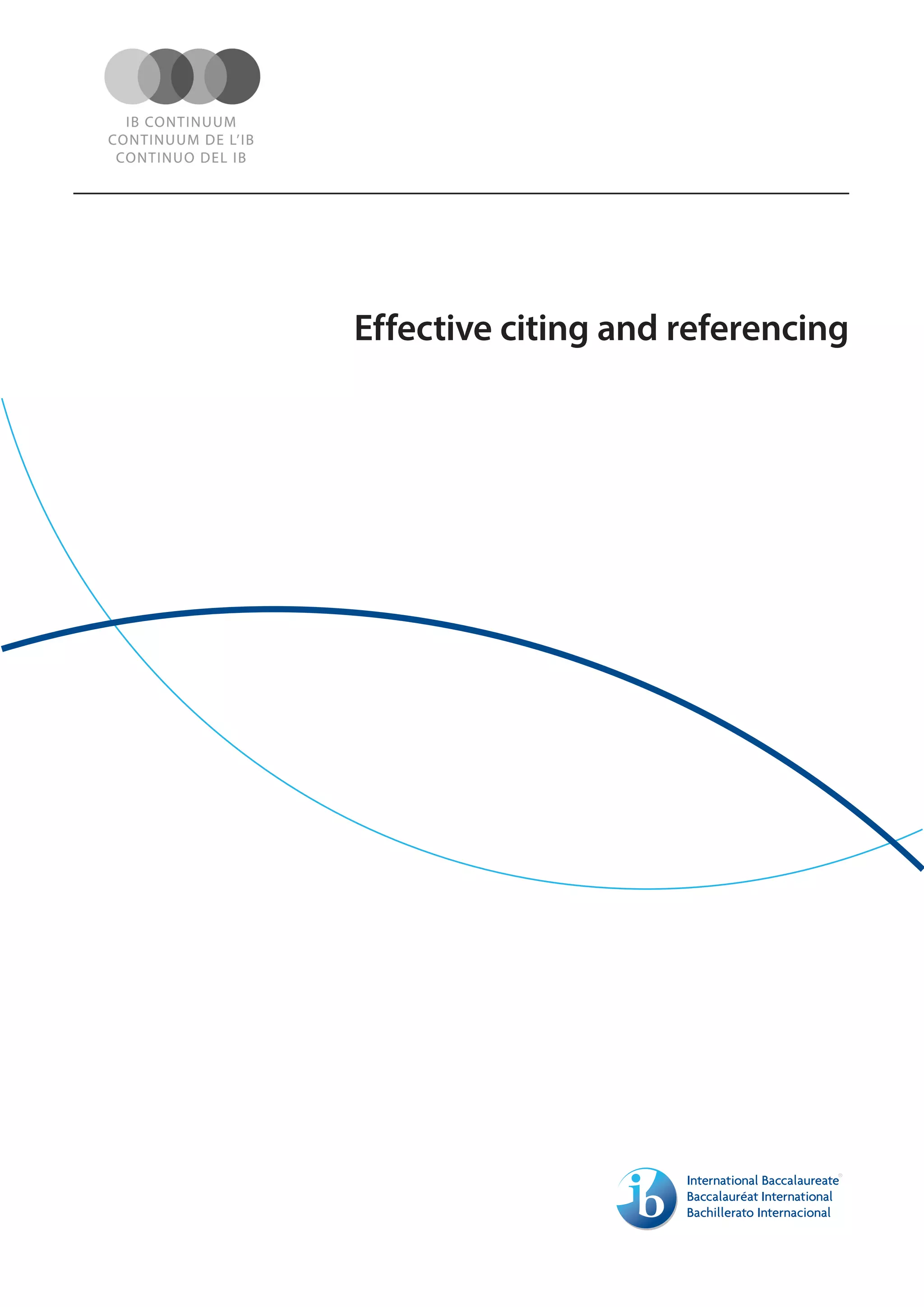 Effective citing and referencing
 