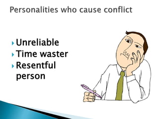  Unreliable
 Time waster
 Resentful
person
 