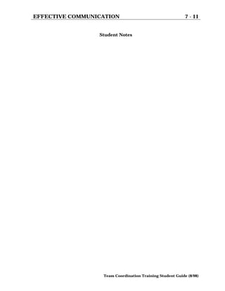 EFFECTIVE COMMUNICATION 7 - 11
Team Coordination Training Student Guide (8/98)
Student Notes
 