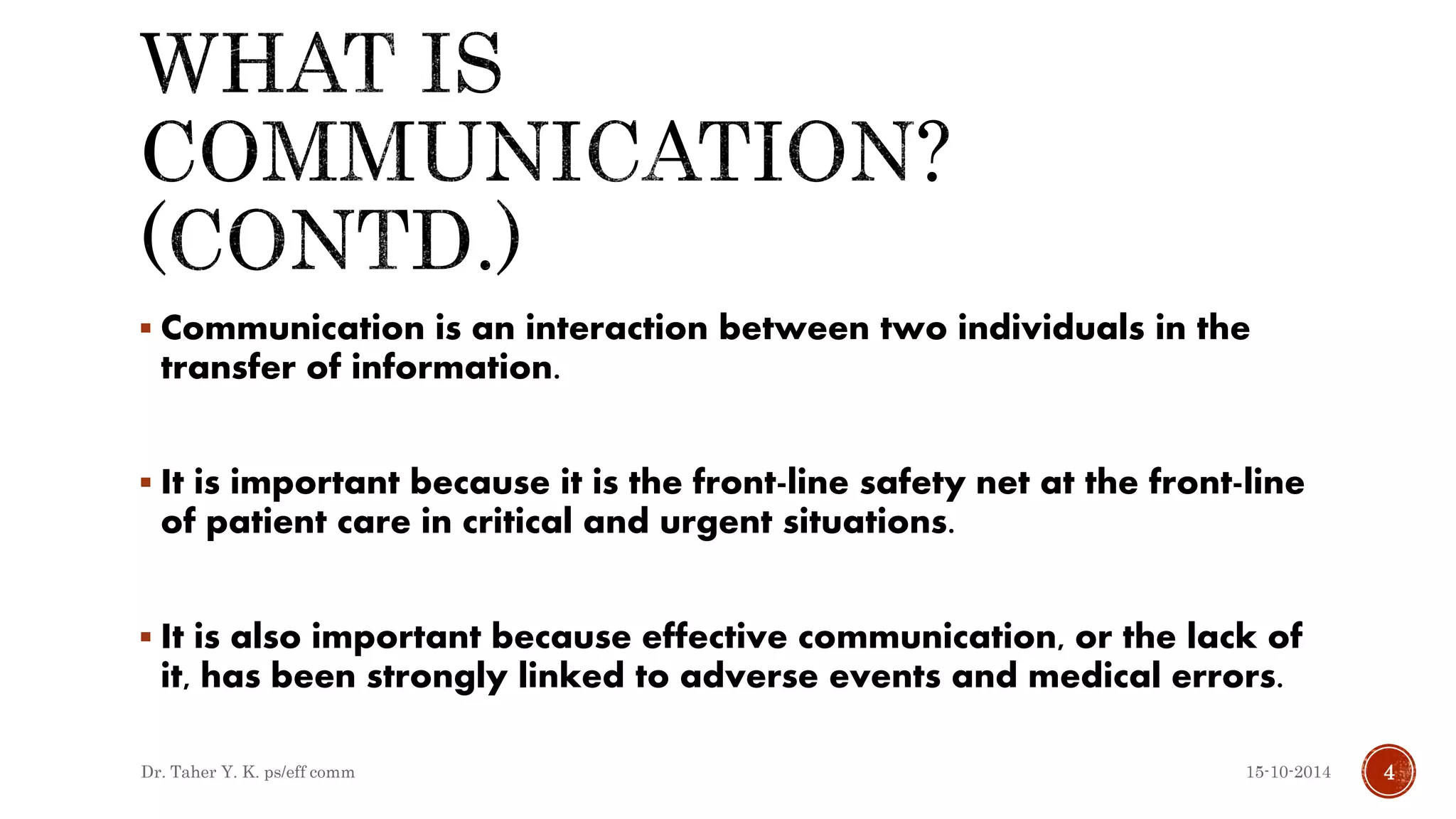 Effective communication in patient safety and healthcare | PPTX