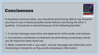 Concisel Message Effective communications 7 C's english . | PPTX