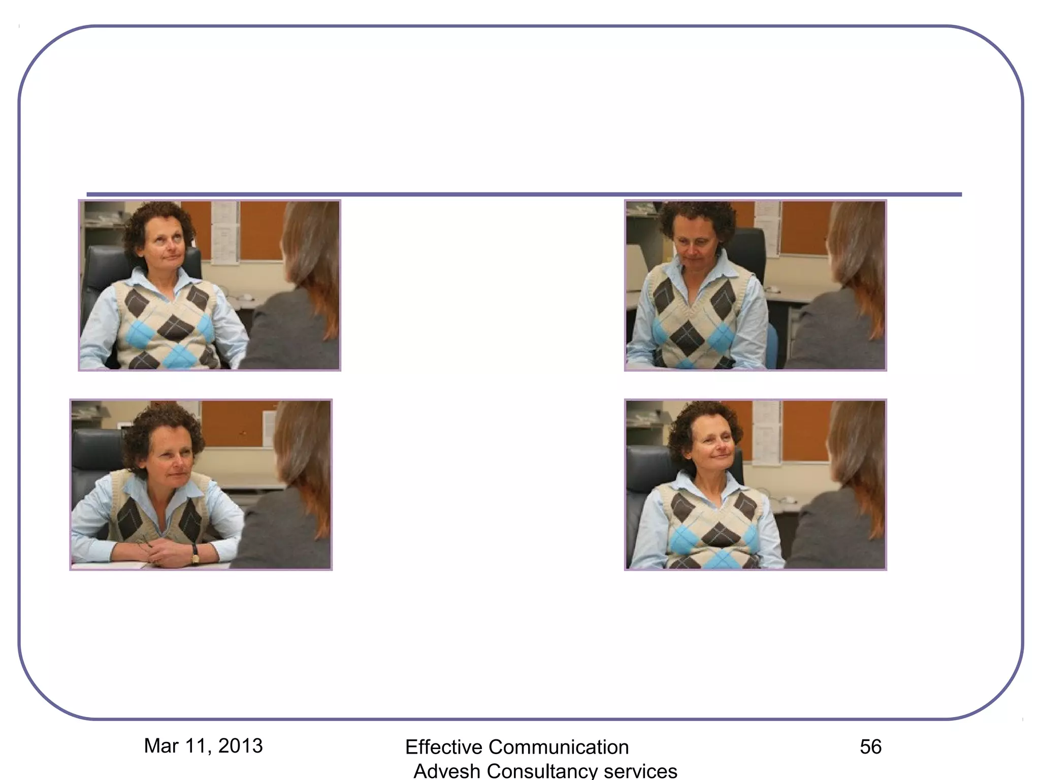 Mar 11, 2013   Effective Communication        56
                Advesh Consultancy services
 