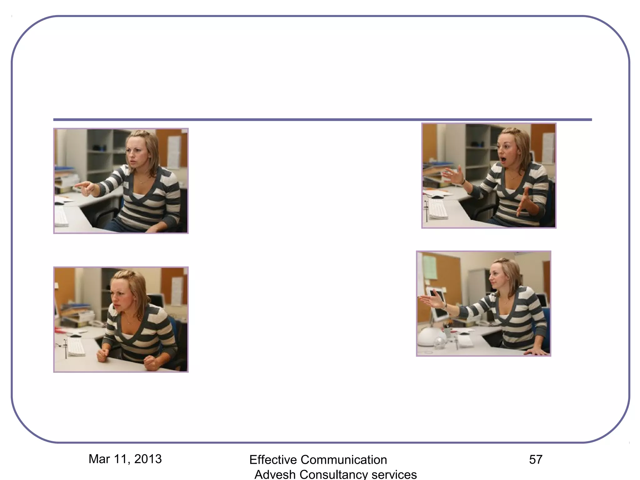 Mar 11, 2013   Effective Communication        57
                Advesh Consultancy services
 