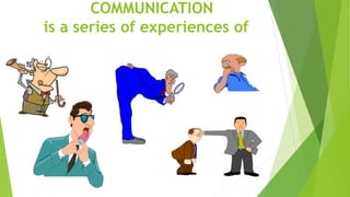 COMMUNICATION
is a series of experiences of
 