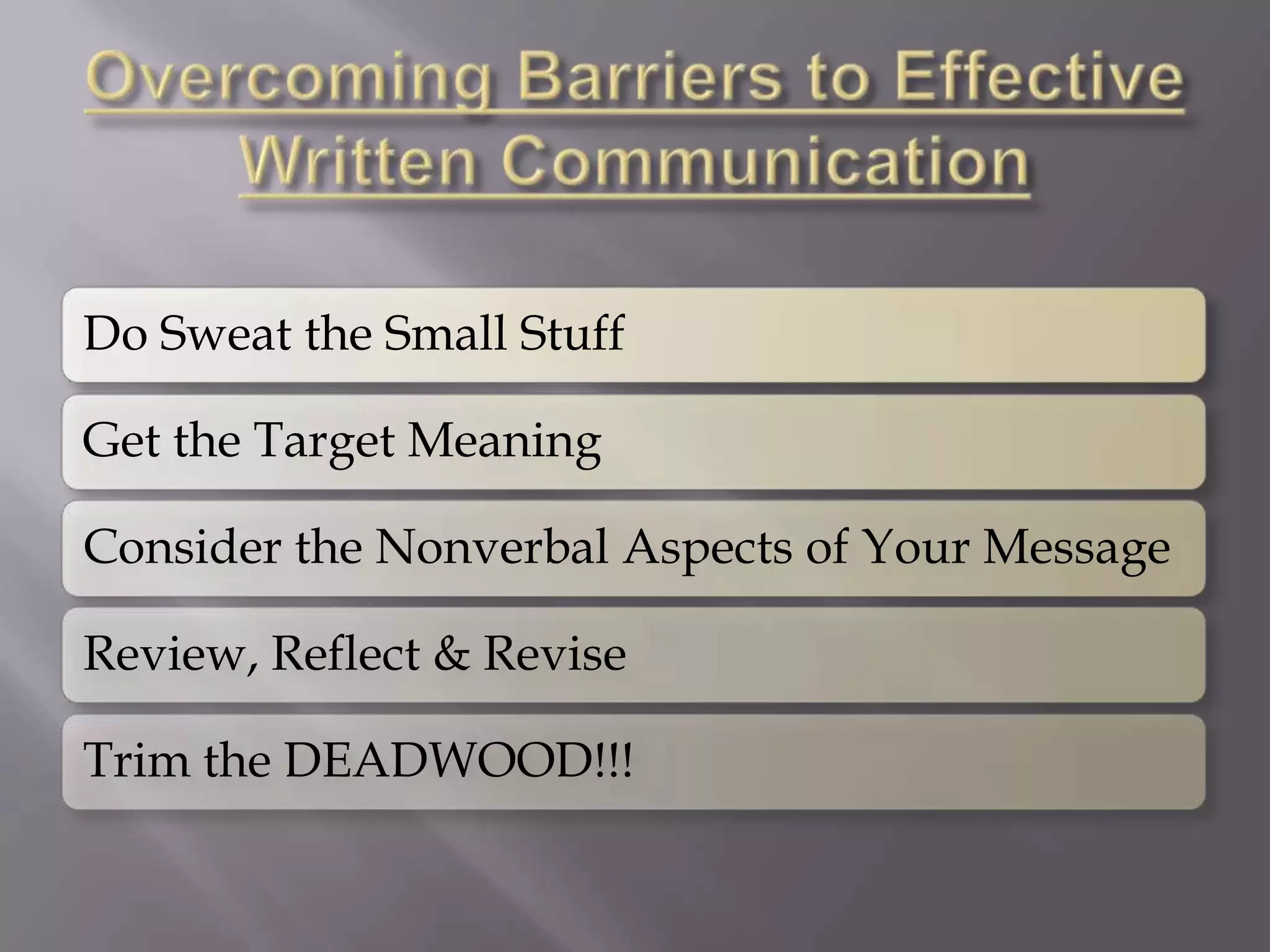 Overcoming Barriers to Effective Written Communication