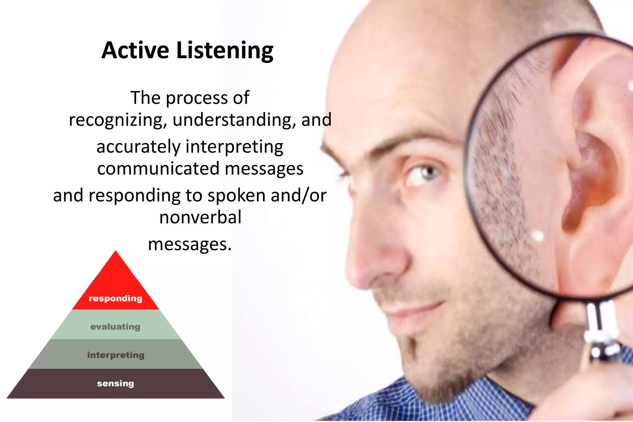 Judgingif you decide ahead of time that the other person is not worth hearing (because he or she is "stupid," "crazy,"'"hypocritical," or " immature"), and that you will therefore listen only in order to confirm your opinion. Dreamingyou pay only a fraction of your attention to the person talking; inside, your thoughts are wandering elsewhere. identifyingwhatever you hear from the other person triggers memories of your own similar experiences, and you can't wait to.jump into your own story. AdvisingJumping in with advice when the other person has barely stopped talking (or before) 