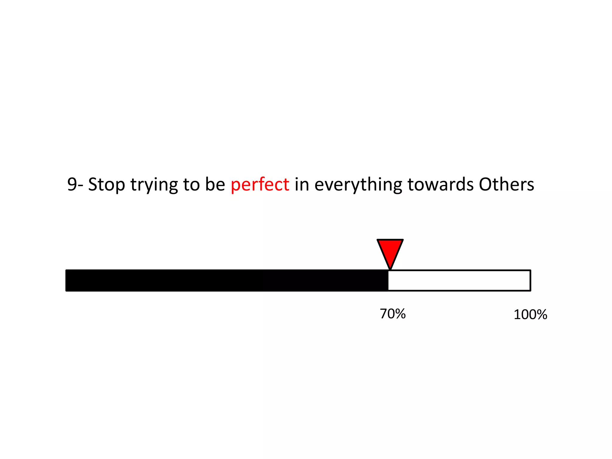 9- Stop trying to be perfect in everything towards Others




                                      70%             100%
 