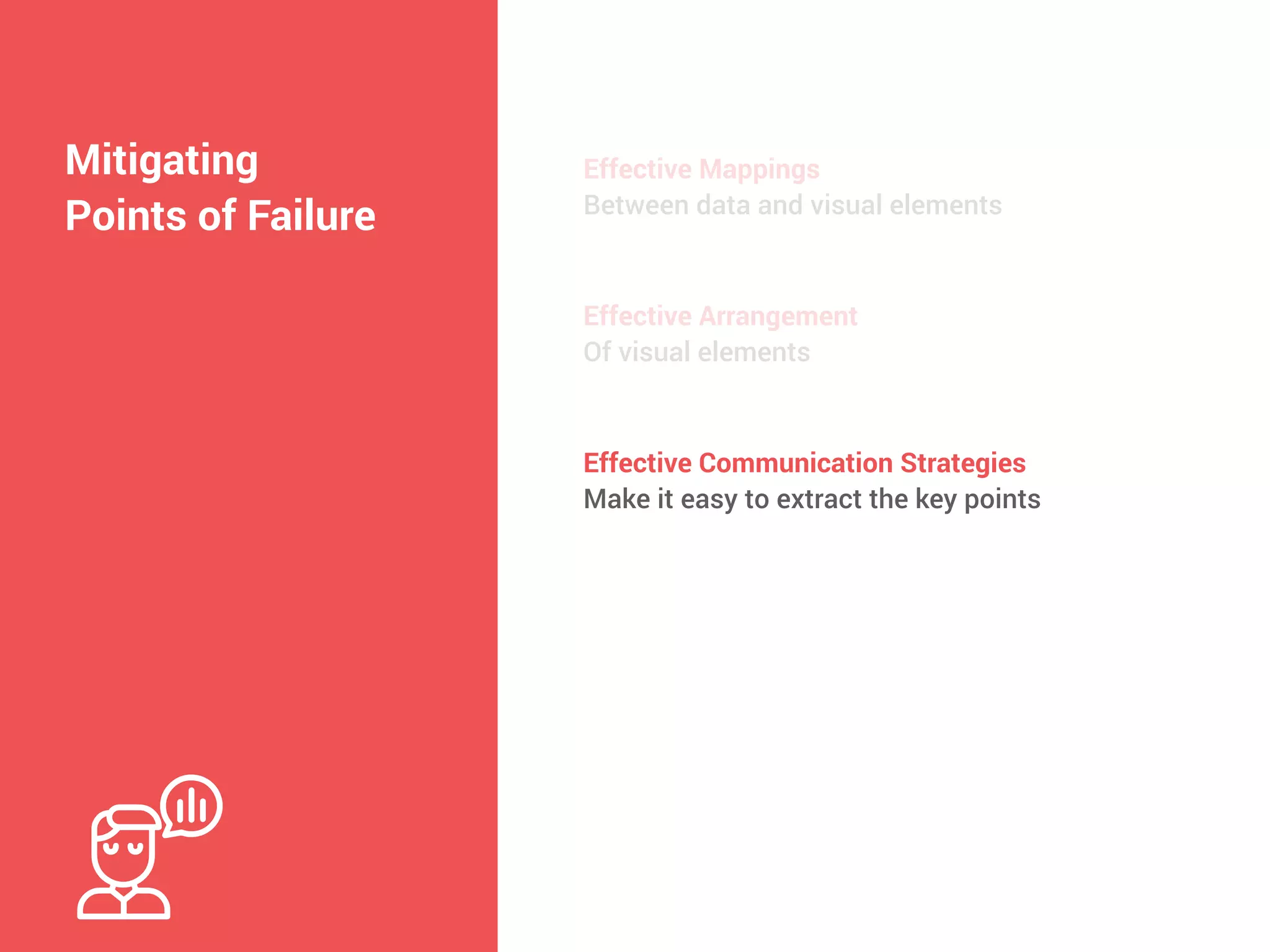 Mitigating
Points of Failure
Effective Mappings


Make it easy to extract the key points
 