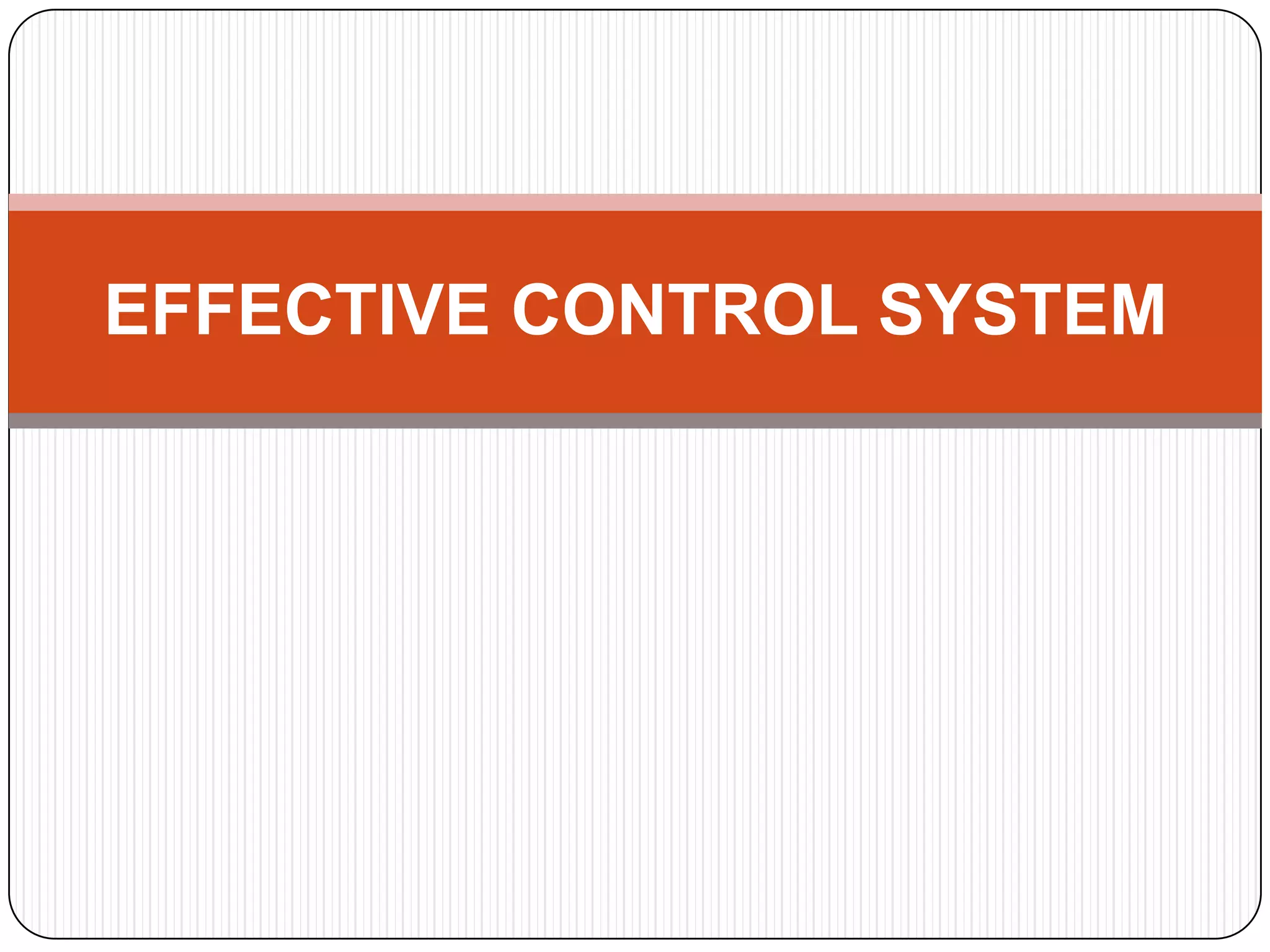 EFFECTIVE CONTROL SYSTEM