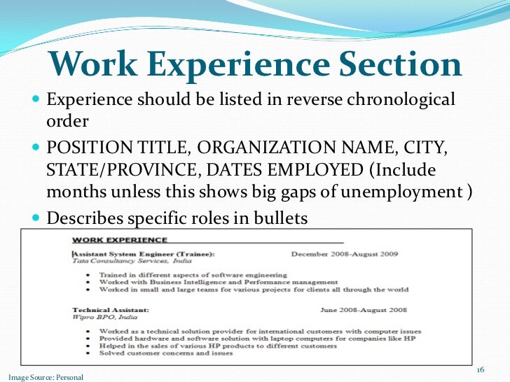 work experience section experience how to write a good cv profile