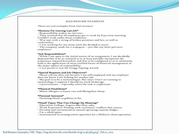 Really bad resume examples