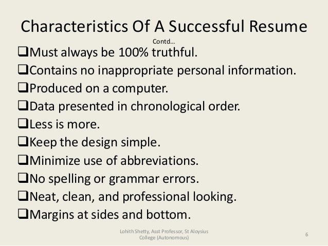 personal characteristics for resumes