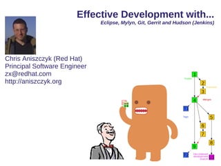 Effective Development with...
                              Eclipse, Mylyn, Git, Gerrit and Hudson (Jenkins)




Chris Aniszczyk (Red Hat)
Principal Software Engineer
zx@redhat.com
http://aniszczyk.org
 