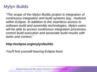Effective Development With Eclipse Mylyn, Git, Gerrit and Hudson | PDF