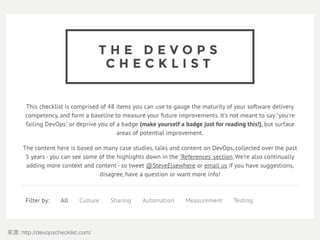 了解現況
: http://devopschecklist.com/
 