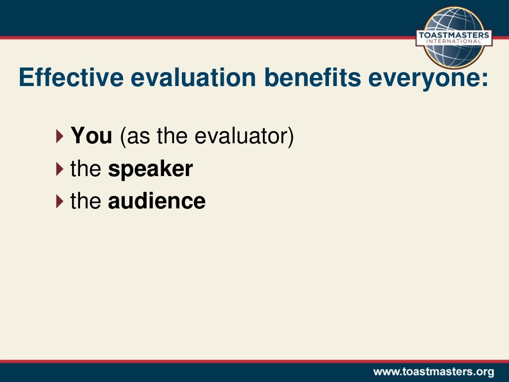 Toastmasters' Effective evaluation