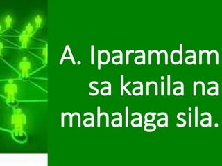 A. Iparamdam
sa kanila na
mahalaga sila.
 