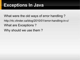 Effective Java Exceptions