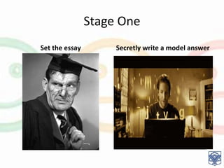Stage One
Set the essay Secretly write a model answer
 