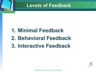 Levels of Feedback Minimal Feedback Behavioral Feedback Interactive Feedback 