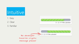 Intuitive
1. Easy
2. Clear

(5 - 2) / 4 *4 files uploaded

3. Familiar

N o deve l o p e r
favo r i t e c r y p t i c
message please!

(5 - 2) / 4 *4 files uploaded

 