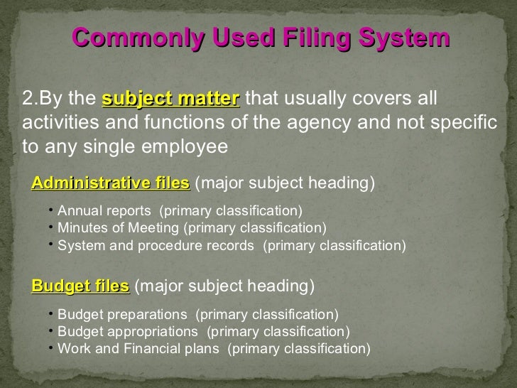 Effective filing and recording system